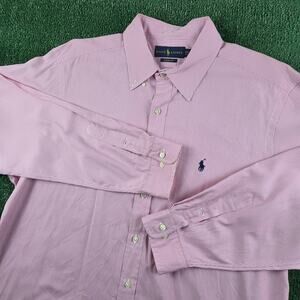 Polo Ralph Lauren Classic Fit Pink/White Striped Button Down Men's 17.5 34/35